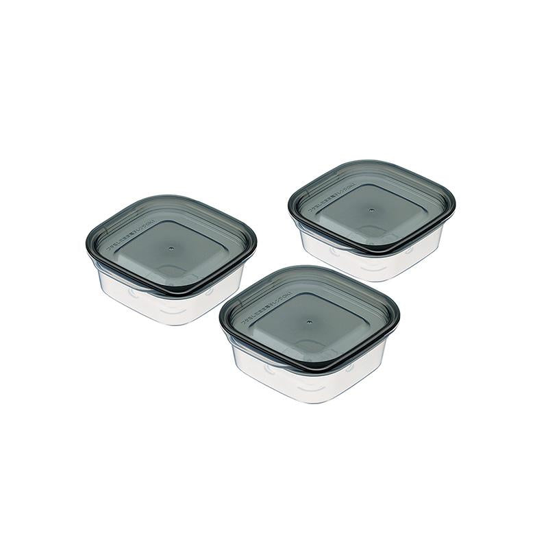Plastic Food Packsquare 90Ml 3Pc Set Clear Black