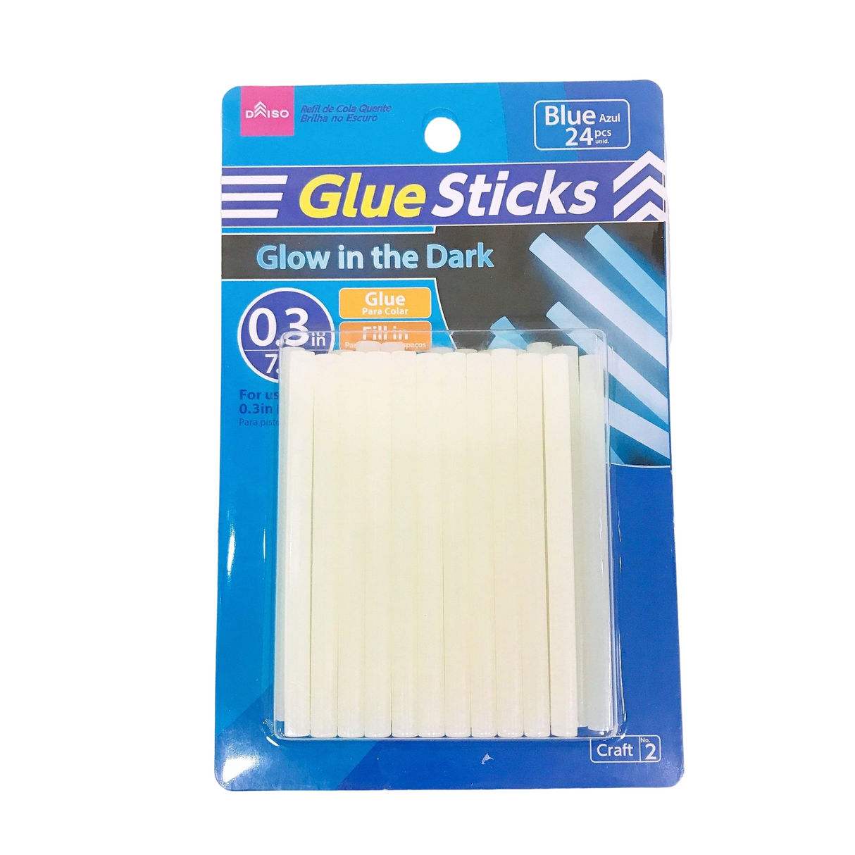 Glow In The Dark Glue Sticks - 24pcs - Blue