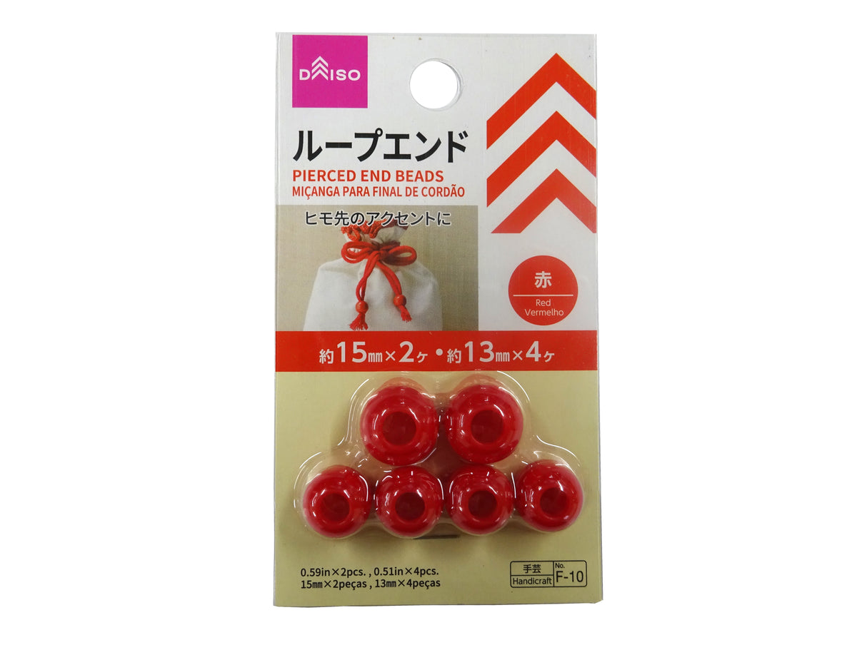 Pierced End Beads Red