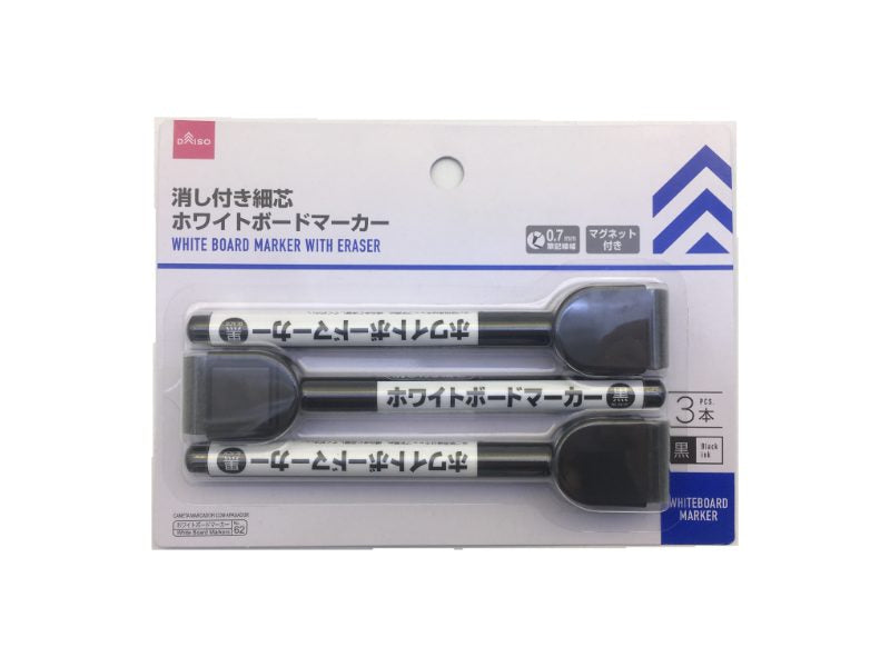 White Board Marker with Eraser Thin Tip Black