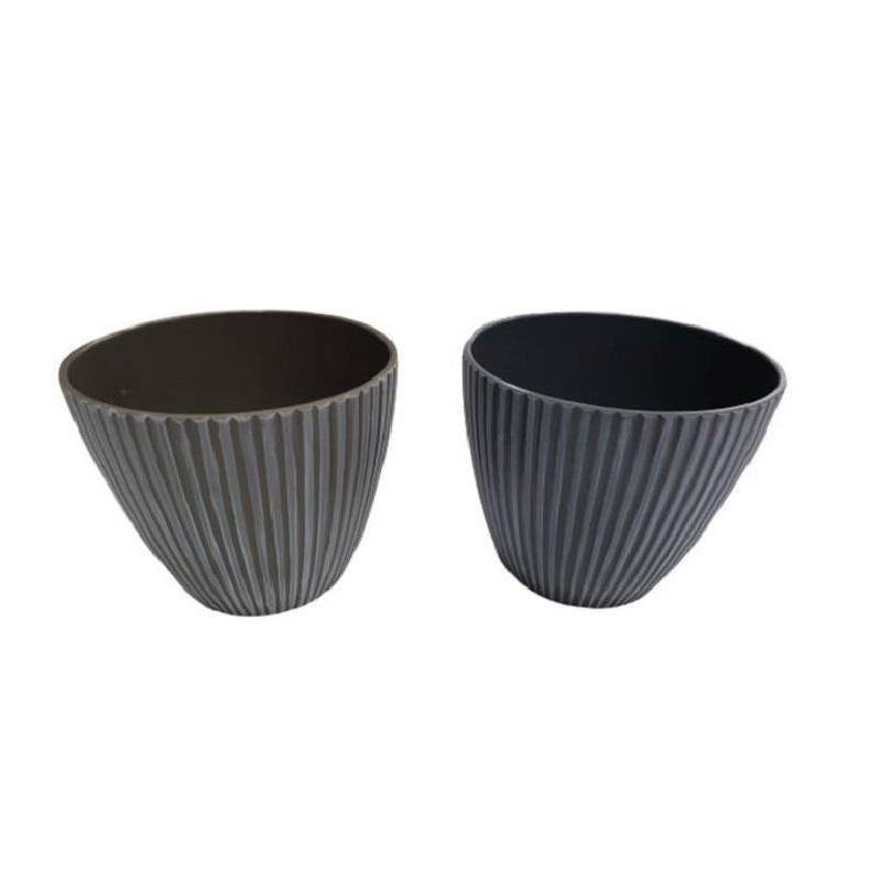 Flower Pot -Striped - 13Cm X 11.5Cm X 7.5Cm - 5.1In X 4.5In X 3In-
