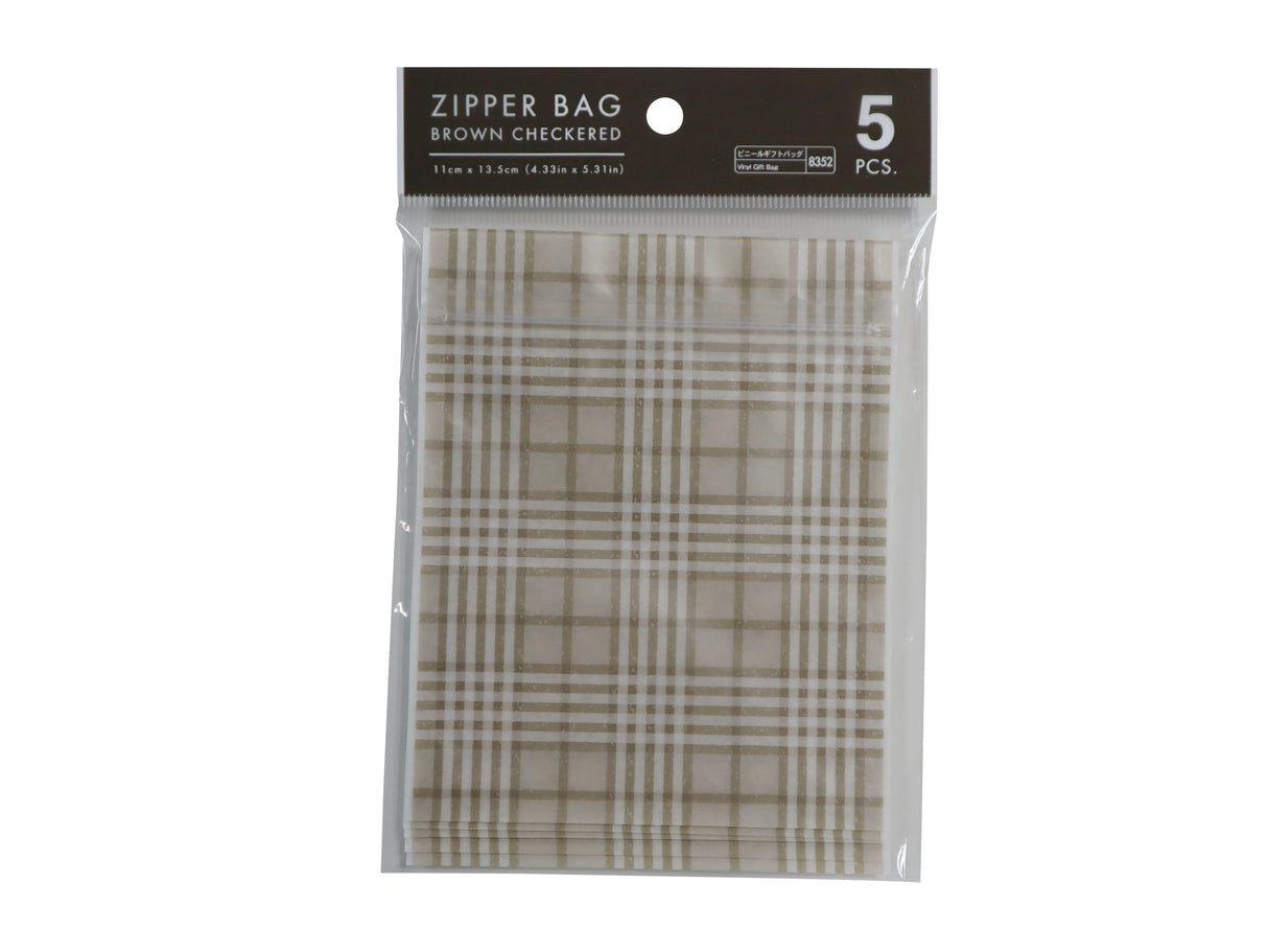 Zipper Bag Brown Checkered