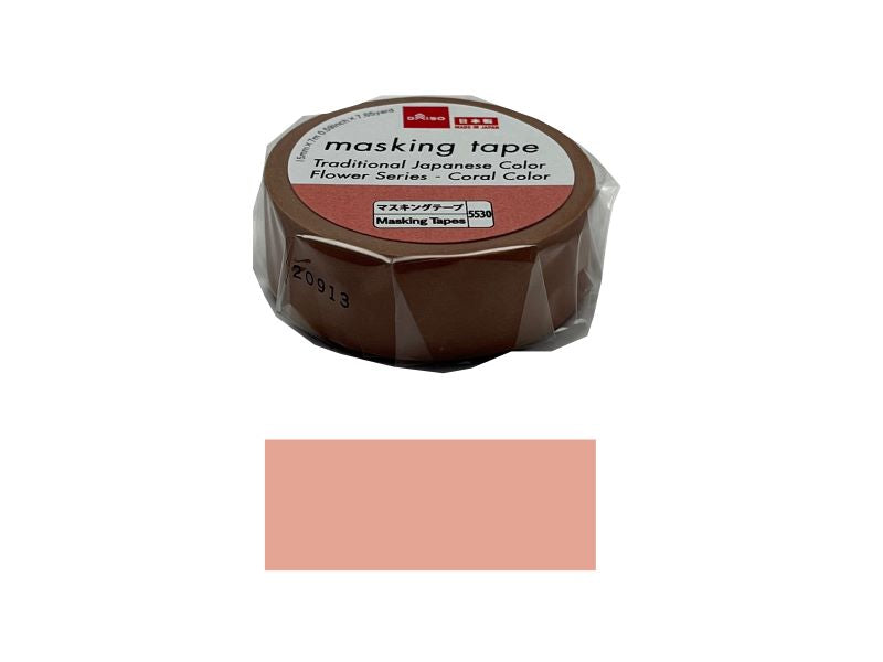 Masking Tape Traditional Japanese Color Flower Series Coral Color
