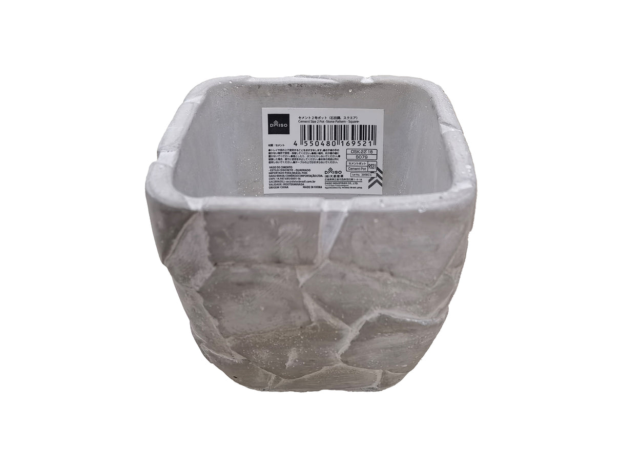 Cement Pot Size 2 Stone Pattern Square
