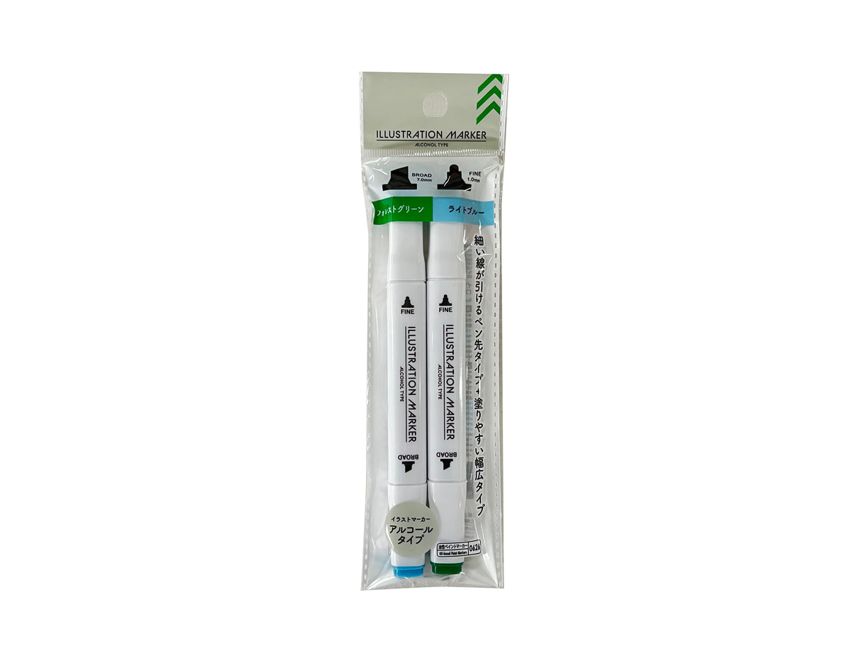 Illustration Marker-Forest Green-Light Blue-