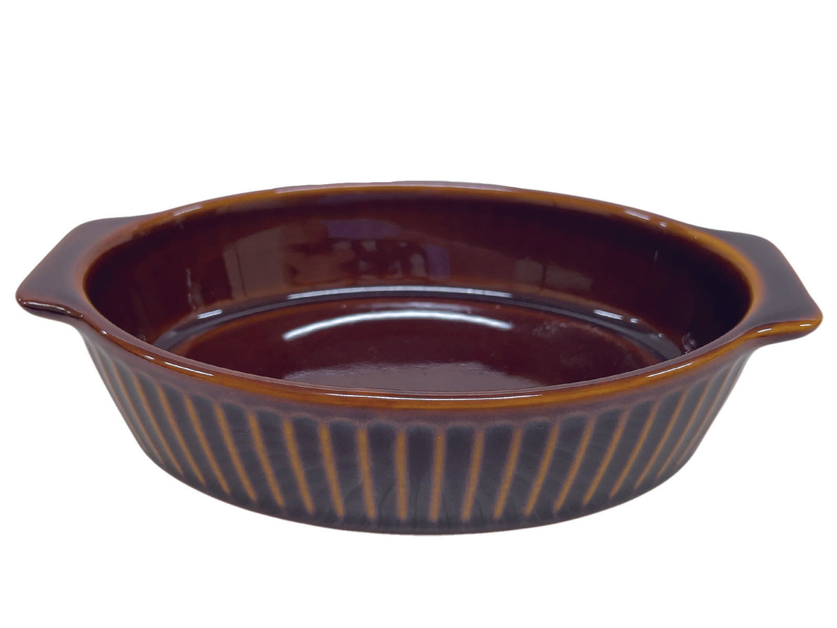 Stripe Emboss Oval Bakeware Brown