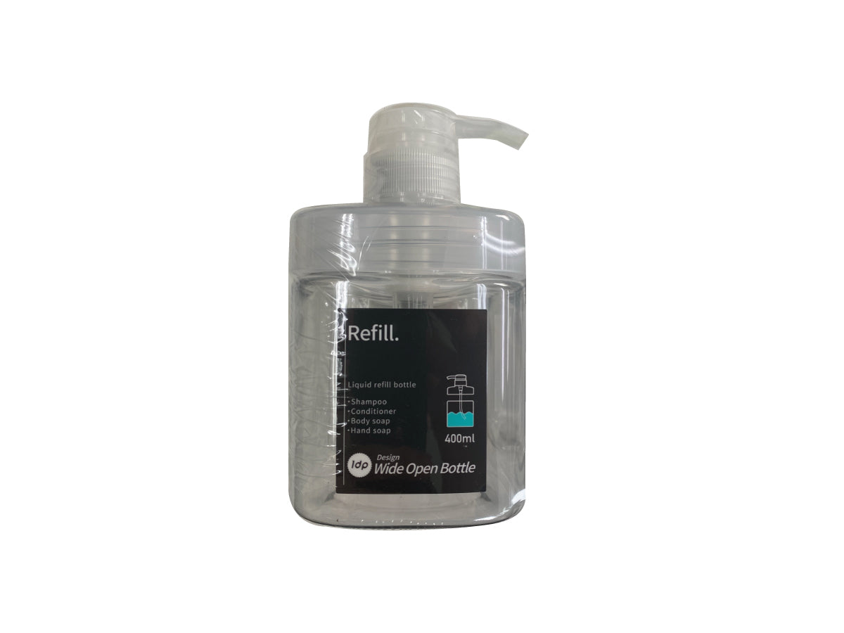 1DP Wide Mouth Pump Bottle 400ml Square Clear