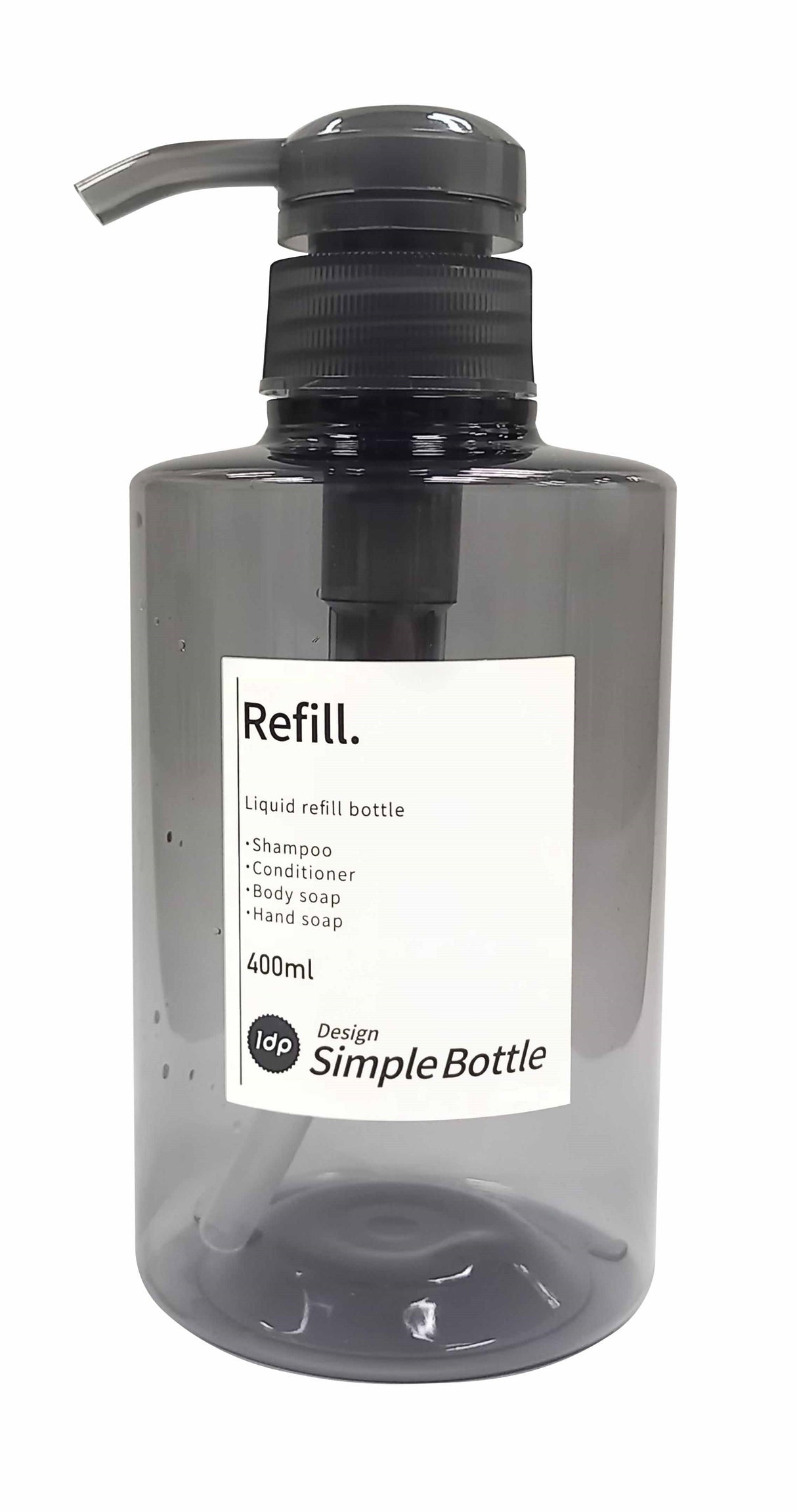 1DP Normal Pump Bottle 400ml Round Grey