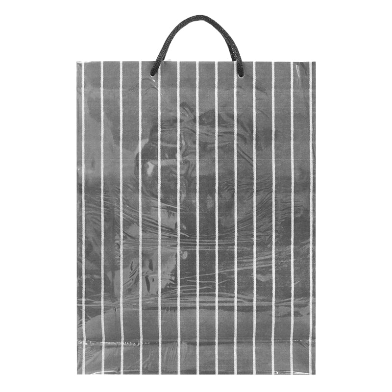 Paper Bag with a Plastic Cover Indigo Stripe Pattern L