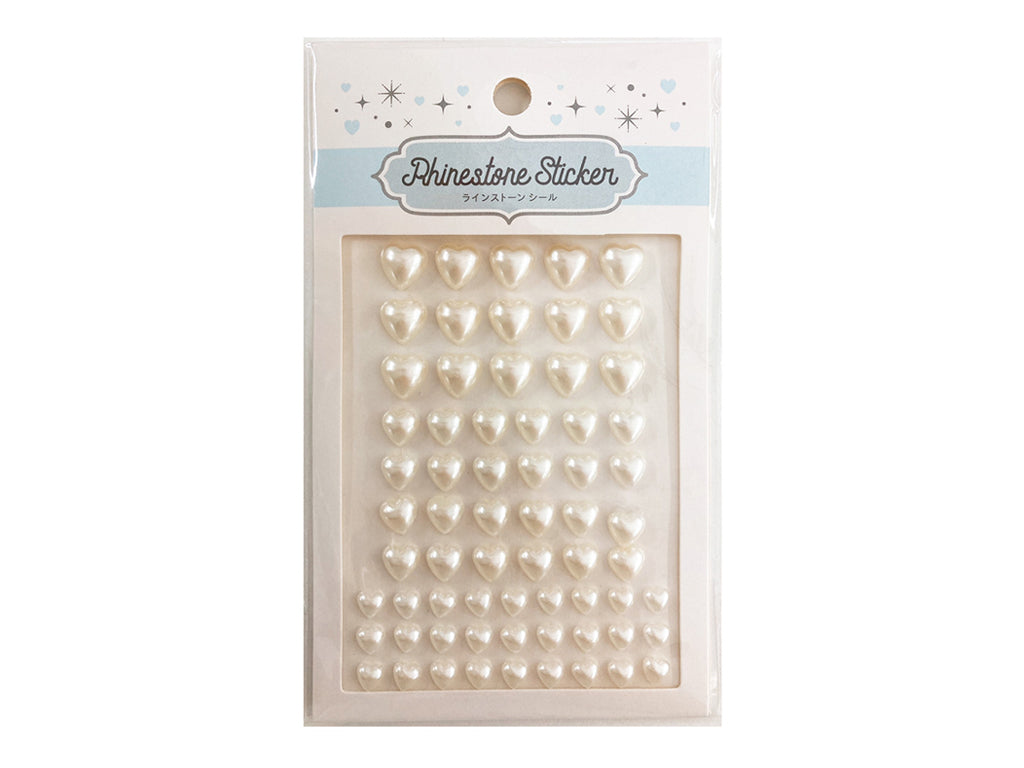 Rhinestone Sticker Heart Pearl White LSS-119