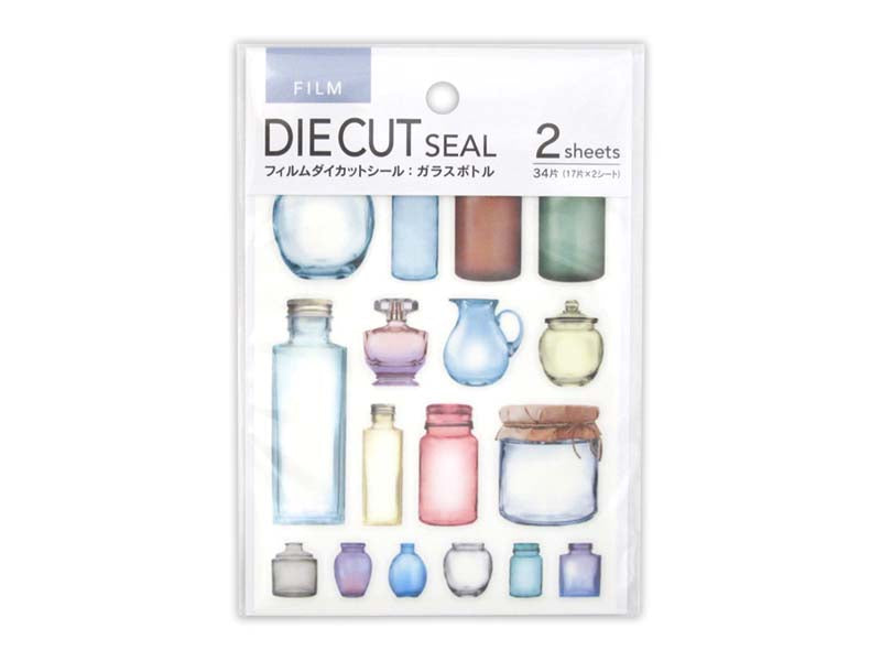 Film die-cut sticker - Glass bottle - 34 pieces -