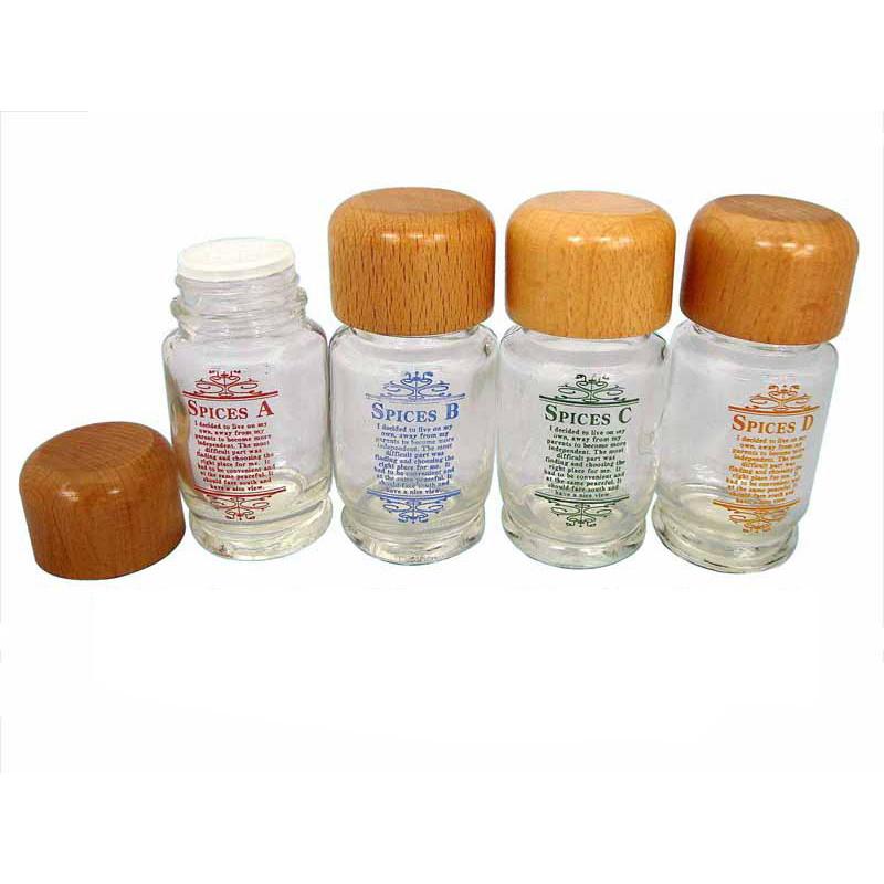 Beech Wood with Grooves Cruet Bottle Type Small