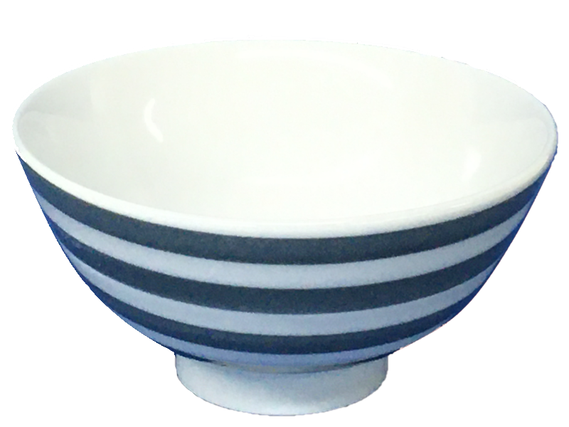 Round Rice Bowl Striped Gray 11.4X11.4X5.7Cm