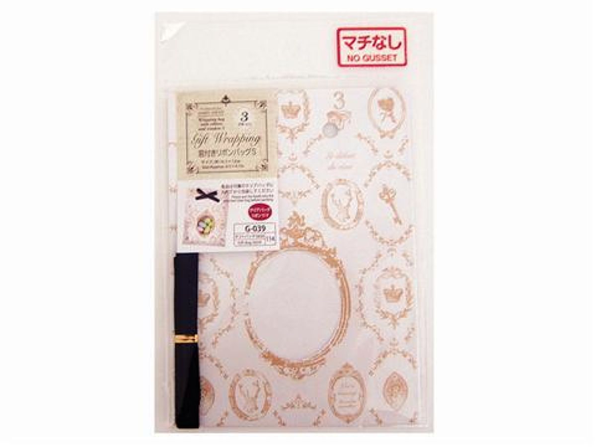 Wrapping Bag With Ribbon And Window S Approx.6.5 X 4.7In 3Pieces Antique