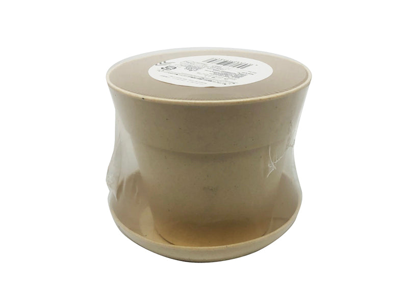 Bamboo Pot Ivory with Saucer 3.54in