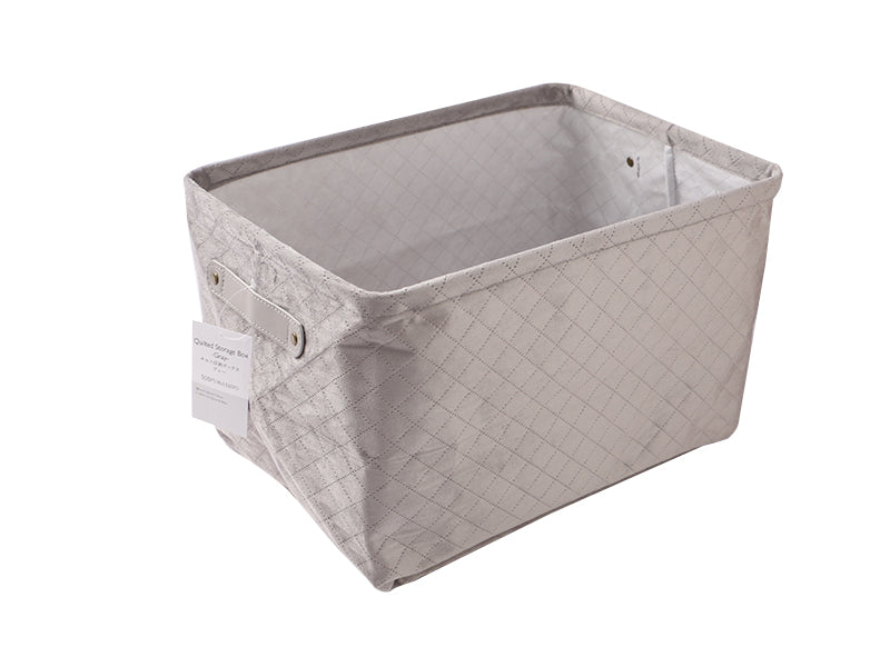 Quilted Storage Box Grey 38cm x 26cm x 24cm