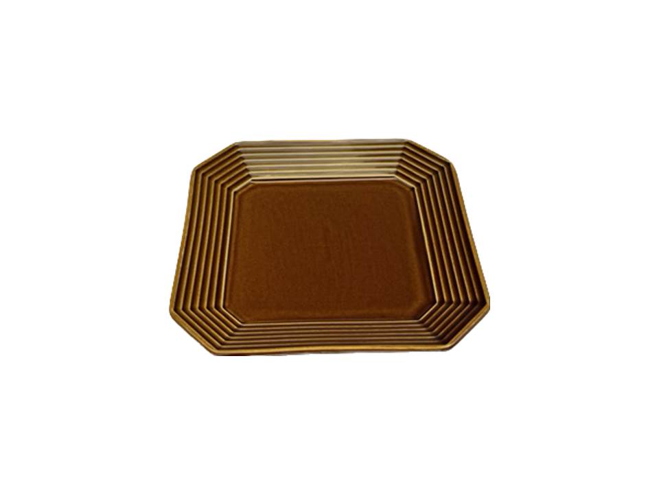 Plate Octagon 5.90in Brown