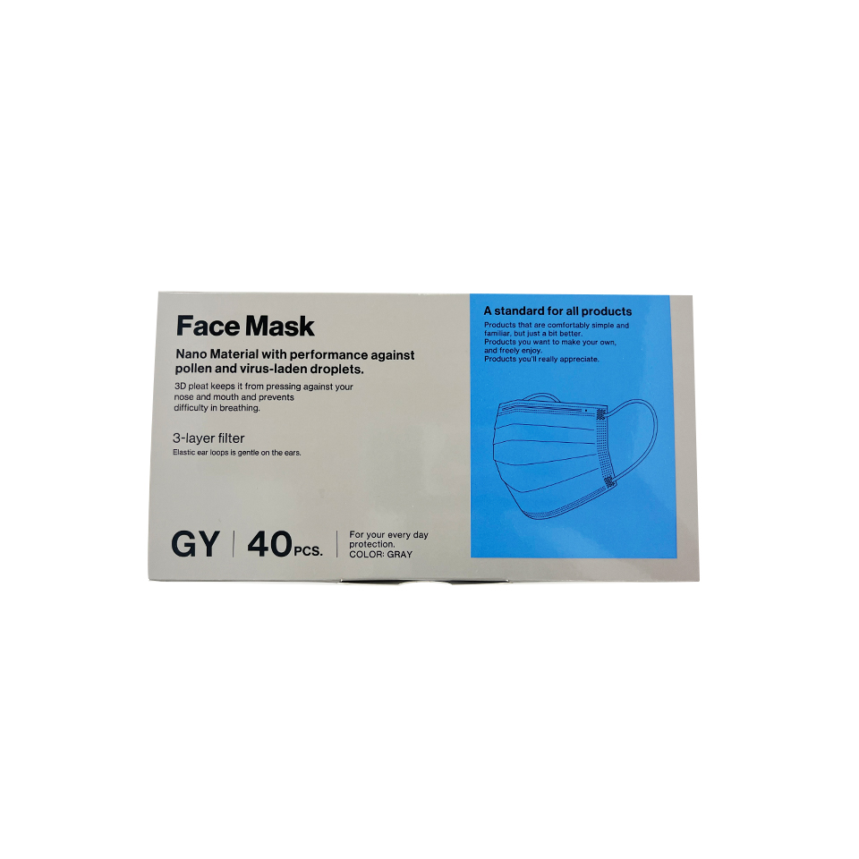 Colored Face Mask 40 Pieces Regular Gray