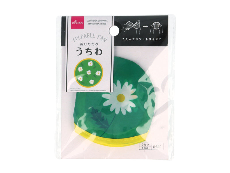 Foldable Fan Marguerite Daisy Green