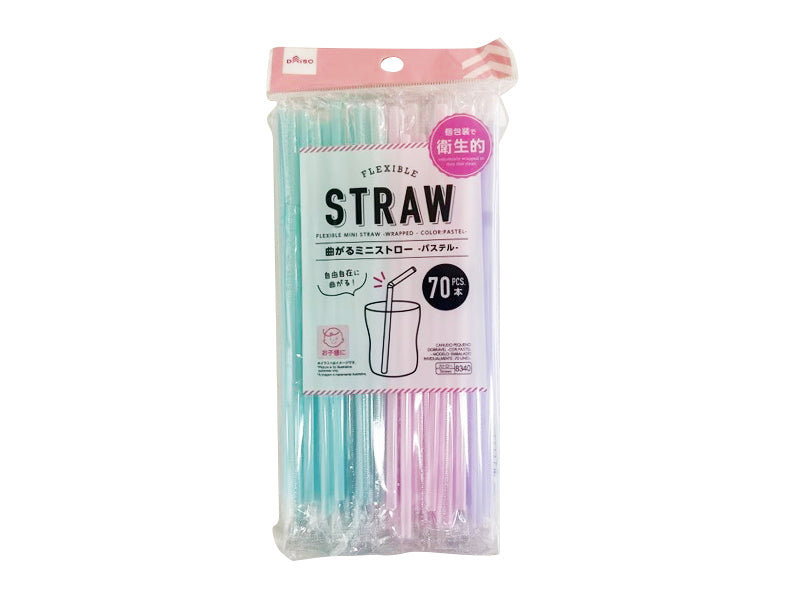 Flexible Mini Straw Wrapped Pastel 70pcs