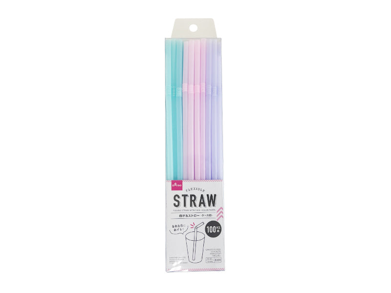 Flexible Straw with Case Pastel 100pcs