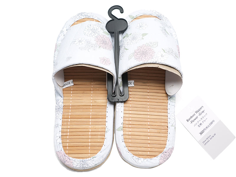 Bamboo Slippers Flower Grey