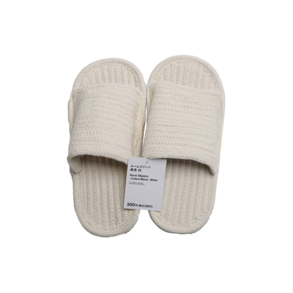 Room Slippers Cotton Blend White 23cm - 24.5cm