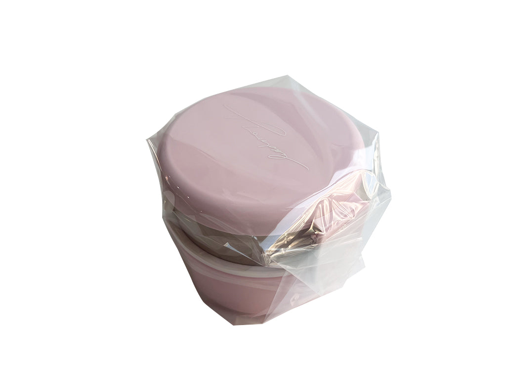 Two Tiered Lunch Box Round with Mini Fork B DAISO SINGAPORE