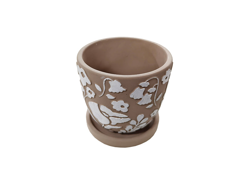 Planter Bowl Brown Flower 4.72in