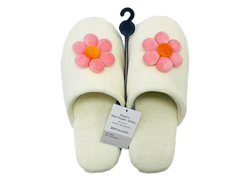 Slippers with Flowers White