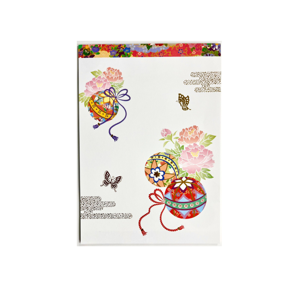 Japanese Pattern Letter Paper Temari and Peony 16 Sheets