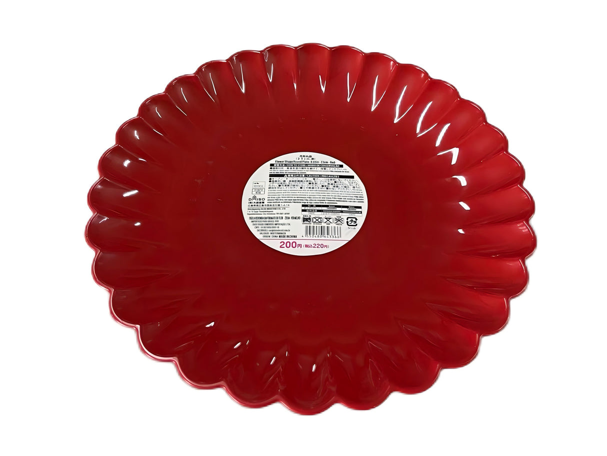 Flower Shape Round Plate Red 23cm