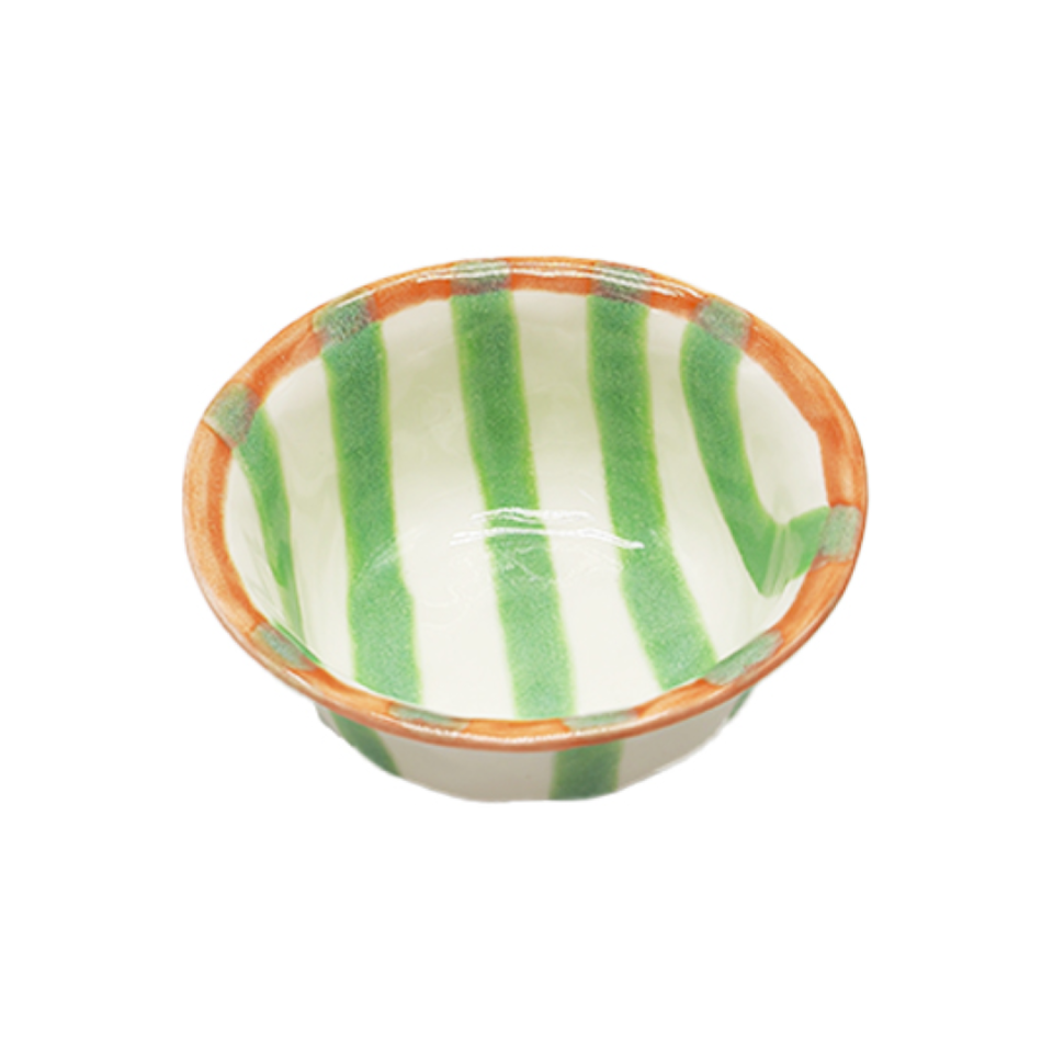 Bowl Striped Green 15cm x 15cm x 7cm