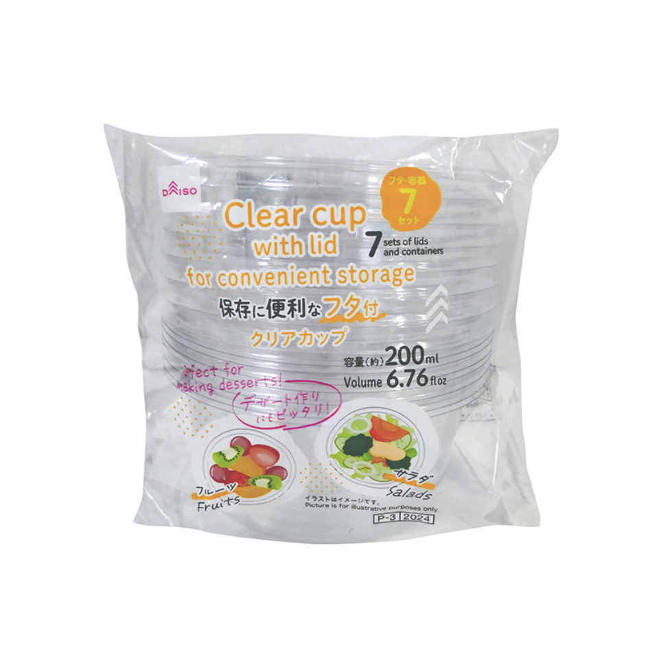 Clear Cups with Lid 7 Sets 200ml