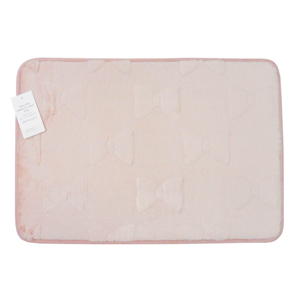 Floor Mat Rabbit Fur Style Pink