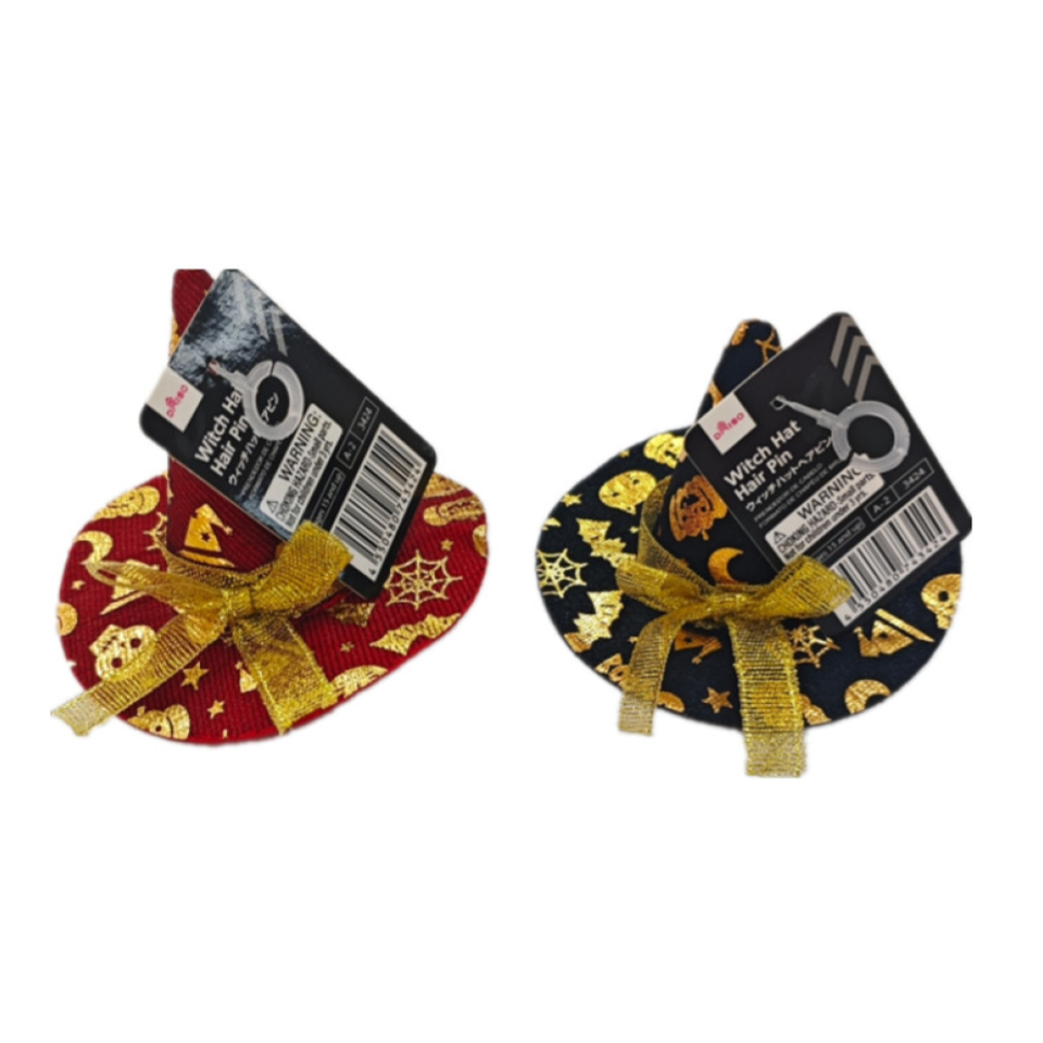 Halloween Witch Hat Hair Pin Red Black