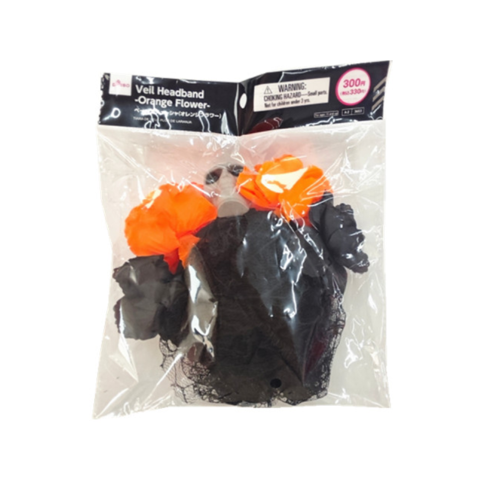 Halloween Veil Headband Orange Flower