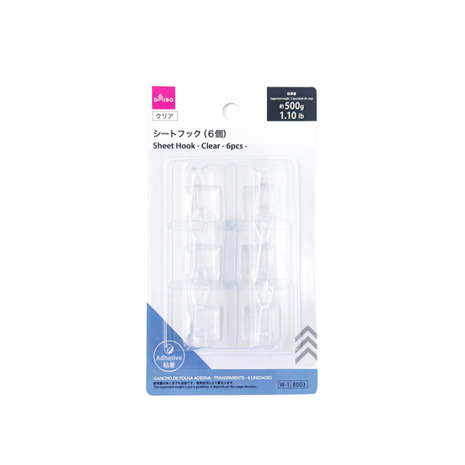 Sheet Hook Clear 6 Pieces