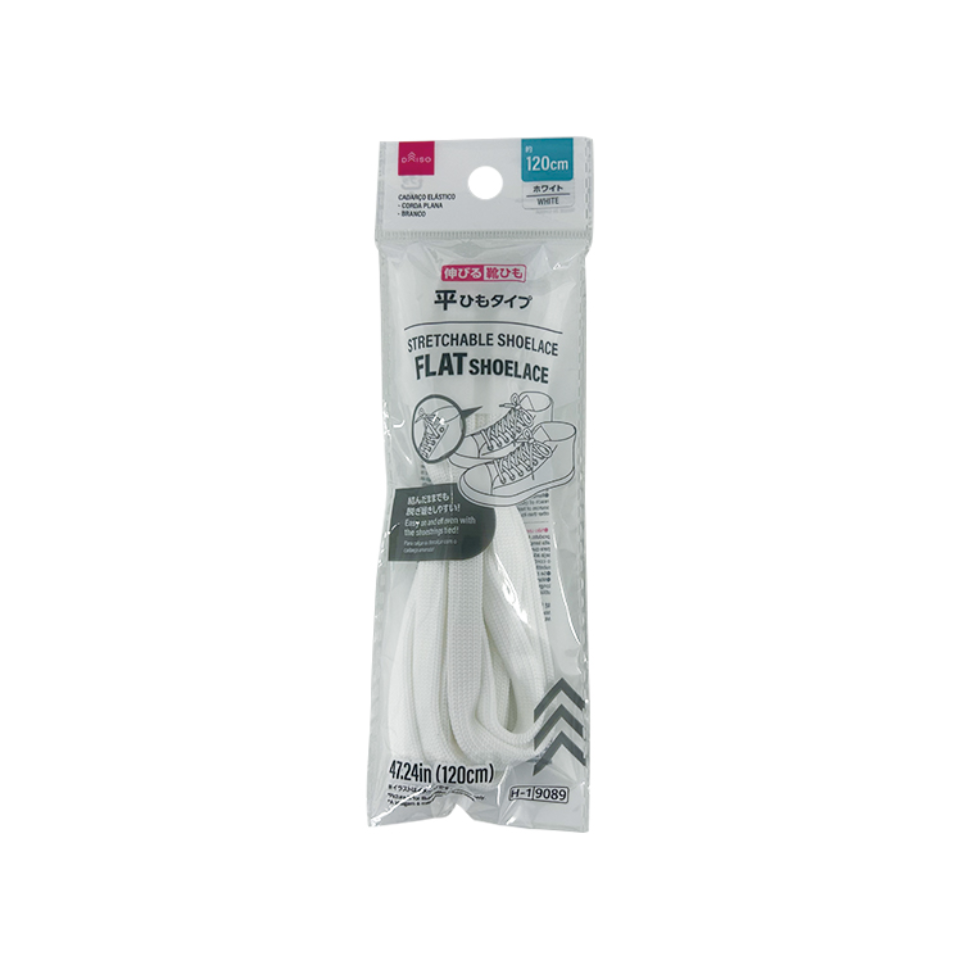 Stretchable Shoelace Flat Laces White 120cm