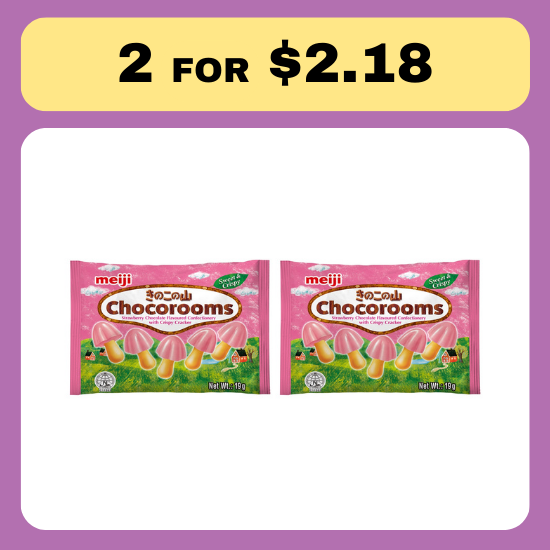 Meiji Chocorooms Biscuits Strawberry
