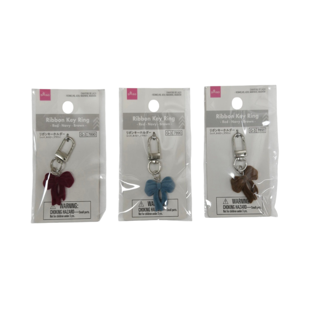 Ribbon Key Ring Red/Navy/Brown