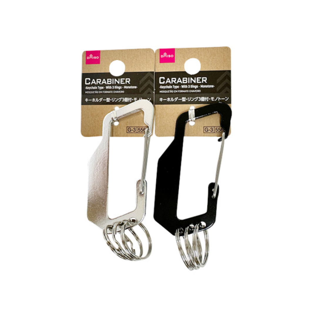 Carabiner Keychain Type with 3 Rings Monotone