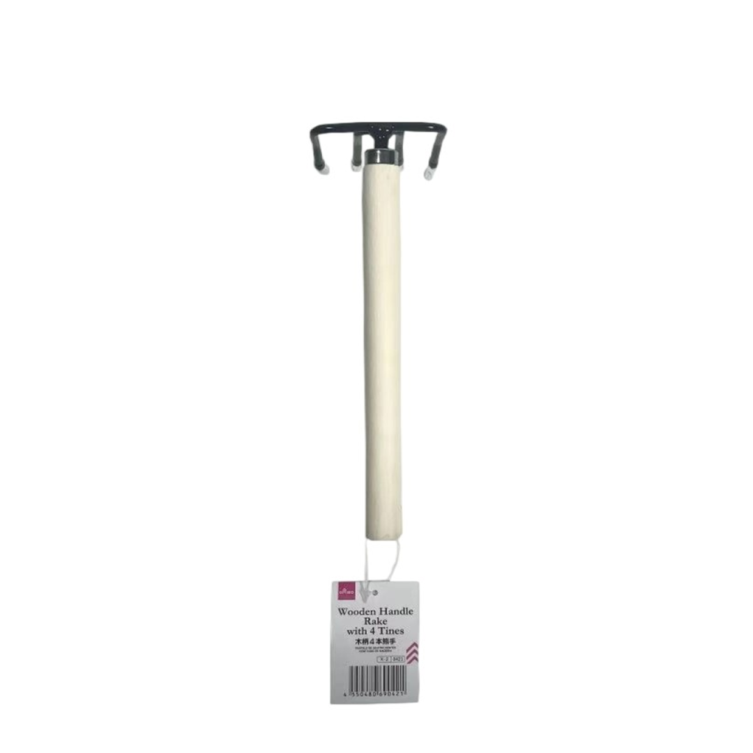 Wooden Handle Rake with 4 Tines
