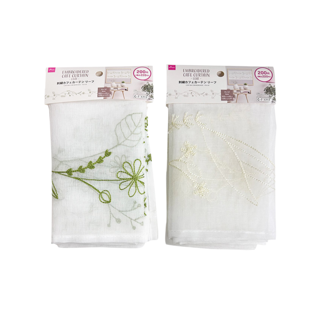 Embroidered Cafe Curtain Leaf