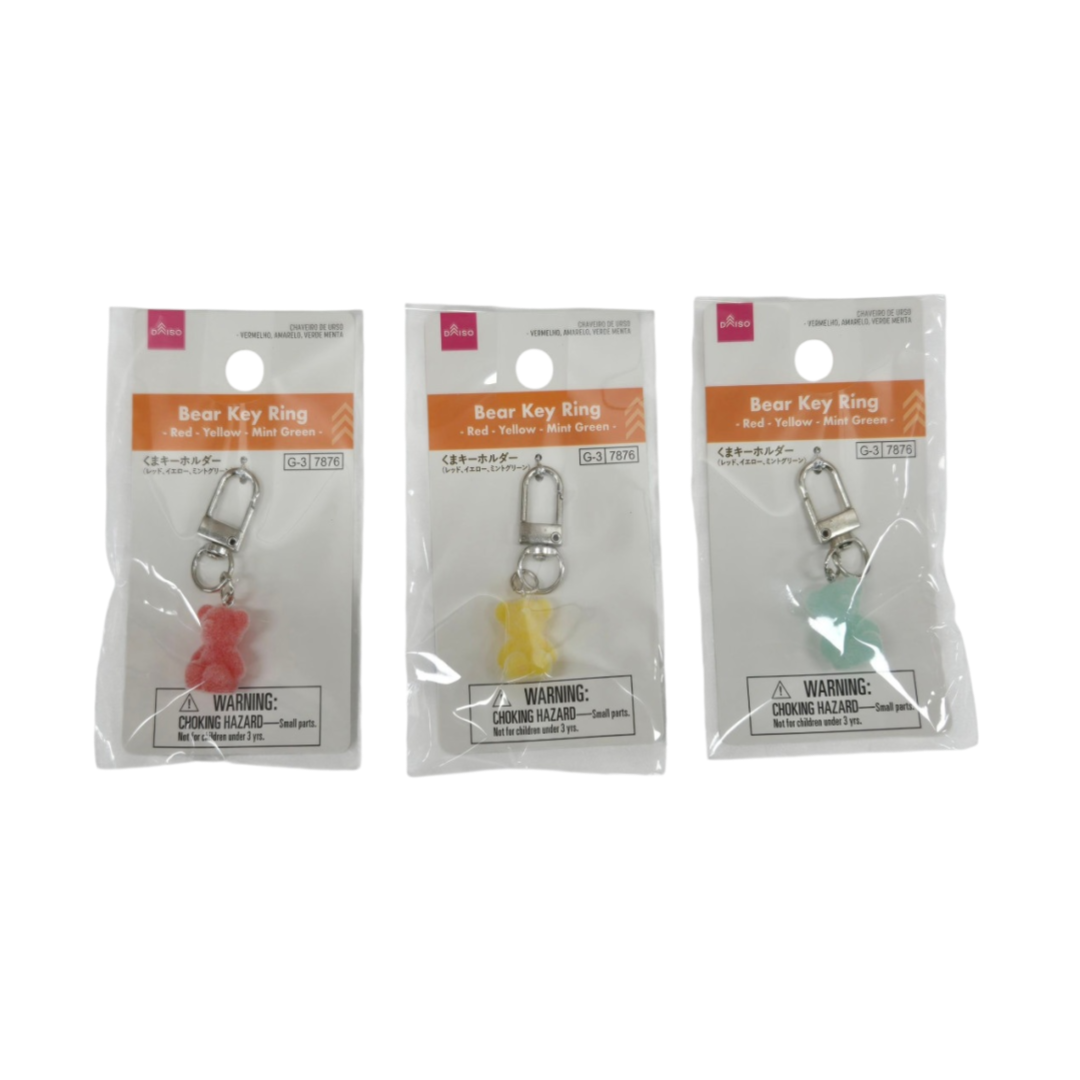 Bear Key Ring Red/Yellow/Mint Green