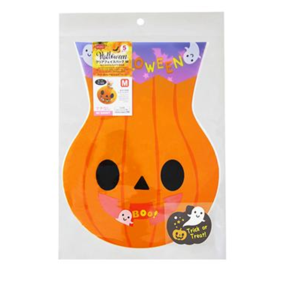 Halloween Clear Face Pumpkin Bag M 5pcs 22cm x 17cm
