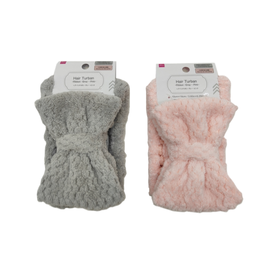 Hair Turban Ribbon - Gray Pink