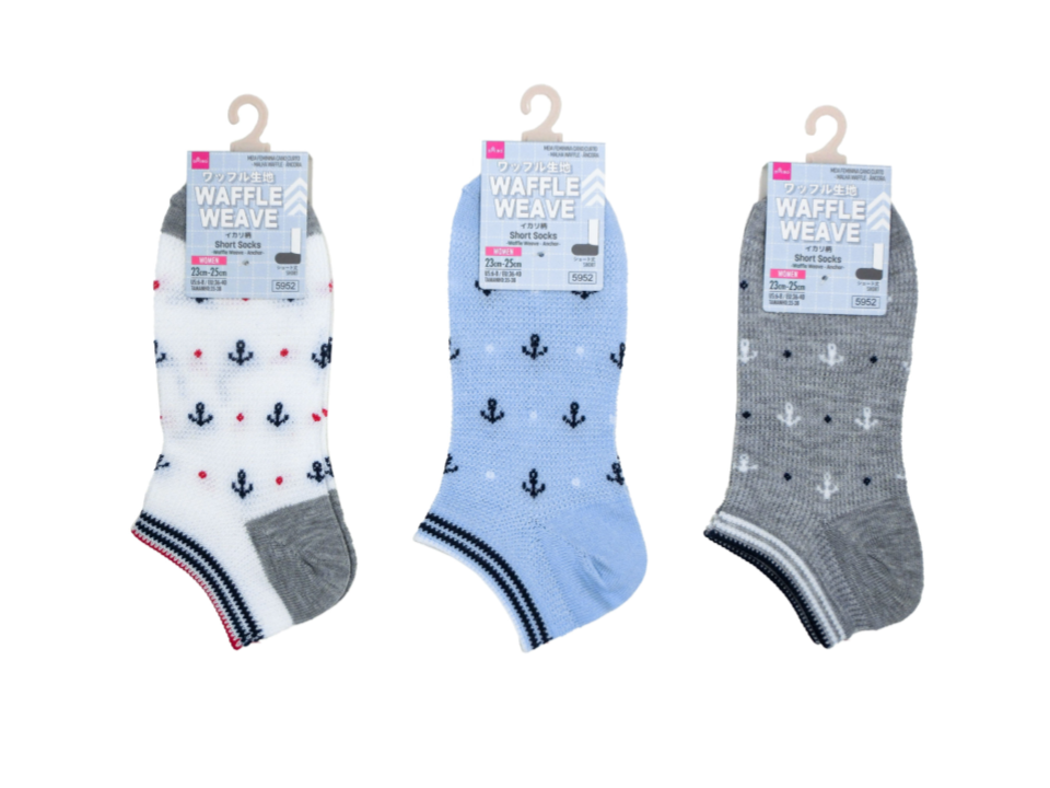 Short Socks Waffle Weave Anchor
