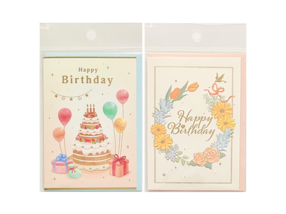 Birthday Greeting Card Cake/Flower Wreath