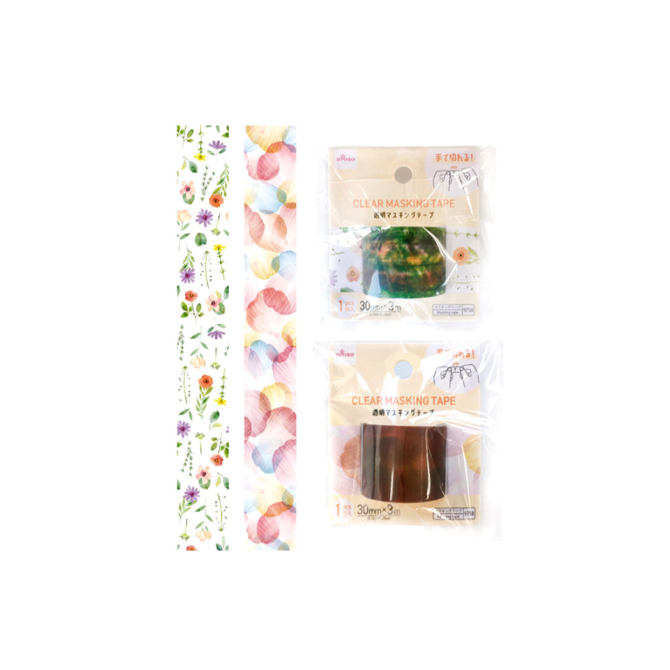 Clear Masking Tape Flower 30mm x 3m